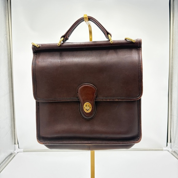 Vintage Coach Willis Bag 9927 Chocolate Brown Leather Crossbody Top Handle - Picture 1 of 10